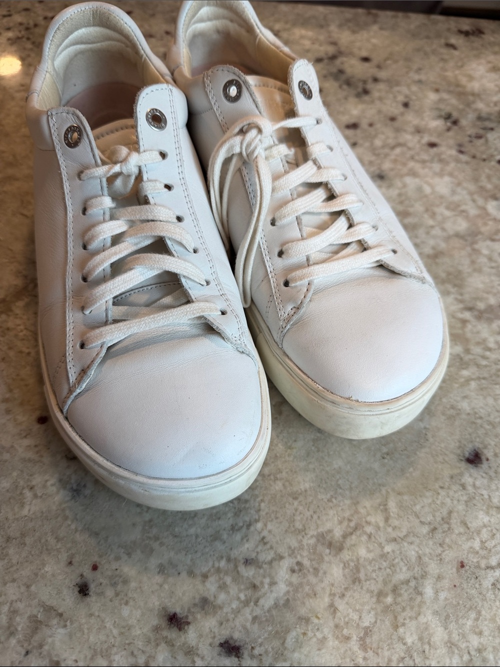 Birkenstock White Leather Sneakers ladies 9 men’s 7 - Picture 3 of 9